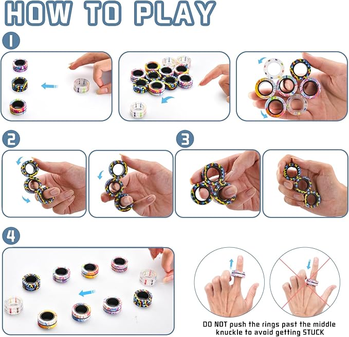 12Pcs Magnetic Adults Fidget Toys Rings, Stocking Stuffers - Image 3