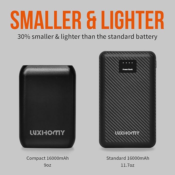Heated Vest Battery Pack, 16000mAh 7.4V Compact Power Bank Repaclement - Image 6