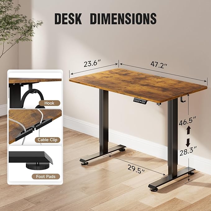 Veken 47.2" Standing Desk, Adjustable Height Office Desk - Image 3
