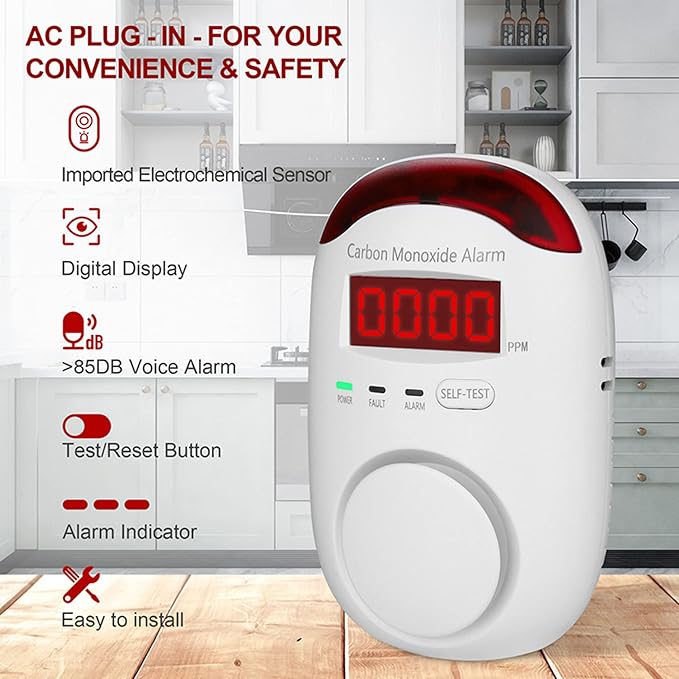 Plug-in Carbon Monoxide Detectors, Koabbit CO Level Monitoring Alarm - Image 5