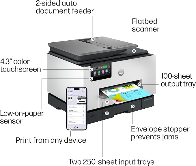 HP OfficeJet Pro 9135e Wireless All-in-One Color Inkjet Printer, Duplex - Image 4