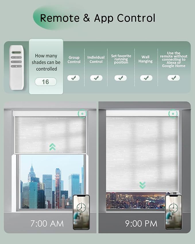 Yoolax Motorized Blinds App Control, Light Filtering Motorized Shades - Image 4