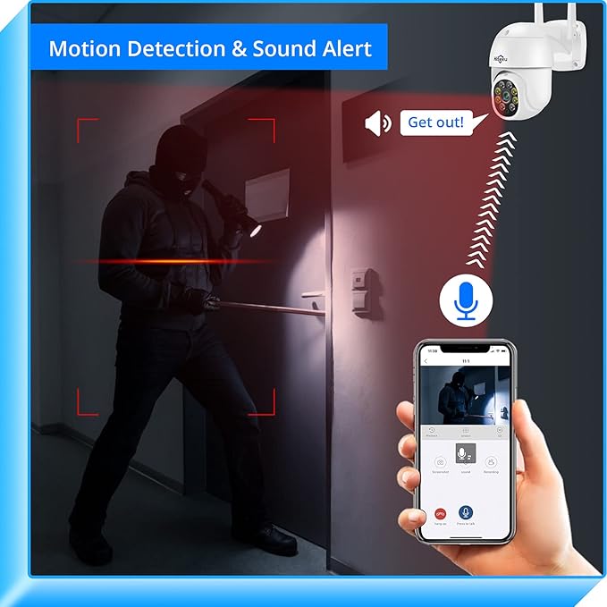 Hiseeu 3MP Security Camera Outdoor, WiFi Camera, Auto Tracking&Light Alarm - Image 5