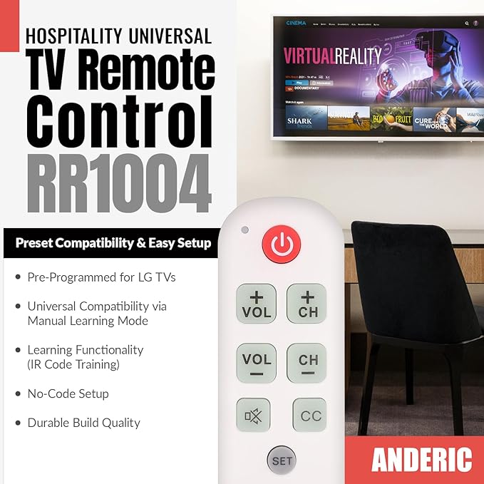 Anderic RR1004 Big Button TV Remote Control – Senior Friendly, Easy-to-use - Image 2