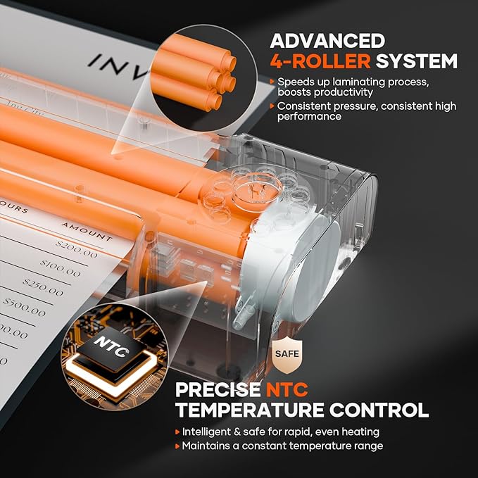 Crenova A3 Commercial Laminator Machine, 13 Inch 4-Roll Laminating Machine - Image 5