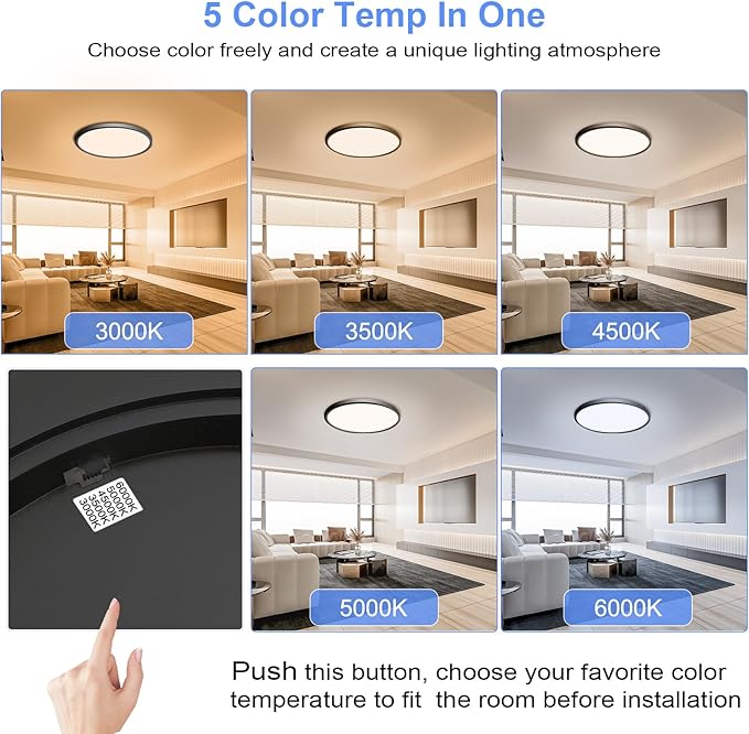 hunhun 6 Pack 16 Inch Dimmable LED Flush Mount Ceiling Light 4800LM Round Light - Image 2