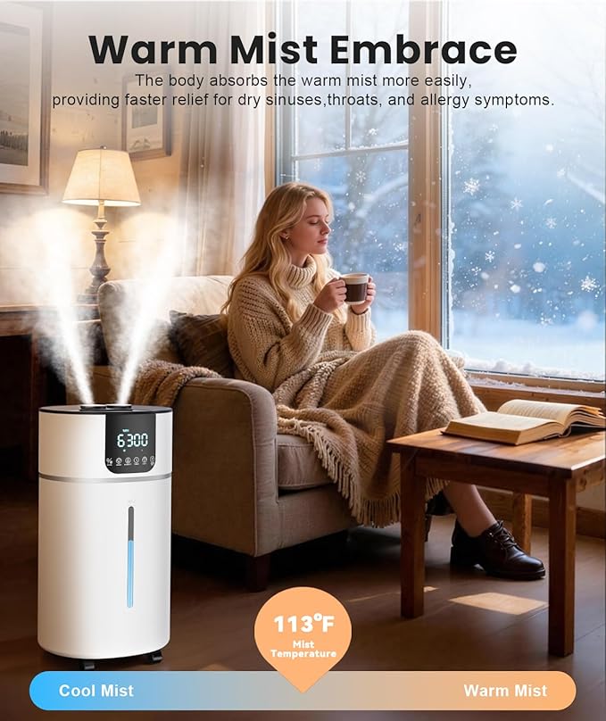 AreShark 4.2 Gal/16L Humidifier Large Room, Cool Warm Mist 2000ft² Whole House - Image 4