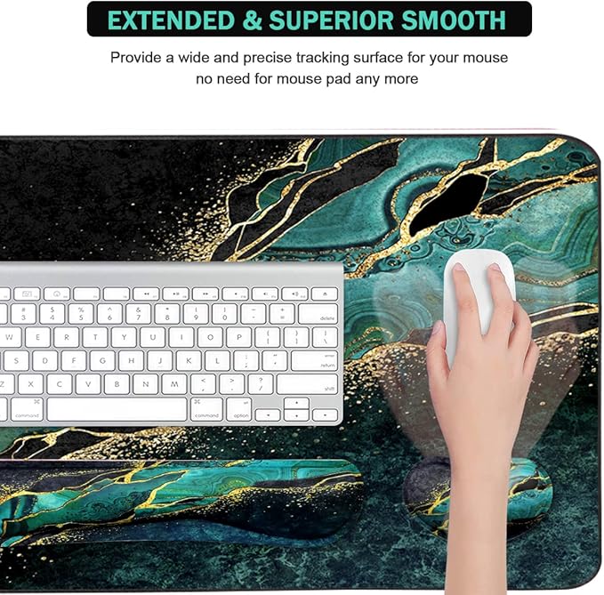 Keyboard Mouse Pad Set, Extended Mouse Pad+Keyboard Wrist Rest Support - Image 4