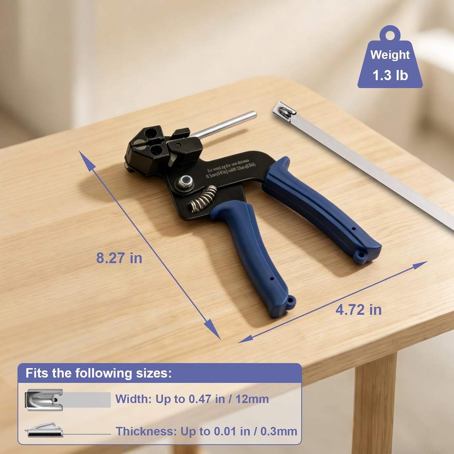 Metal Zip Ties Cutter, Stainless Steel Cable Tie Gun with Tensioning Installation Cutting Tool for Self-Locking Stainless Zip Ties with Free Zip Tie Release Tool, Dual-Hand Operation