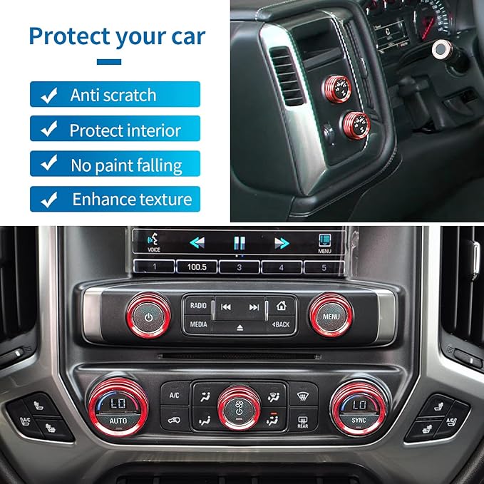 Kujunpao Radio Fan Climate Auto Menu Knob Control Button Trim Center Console - Image 2