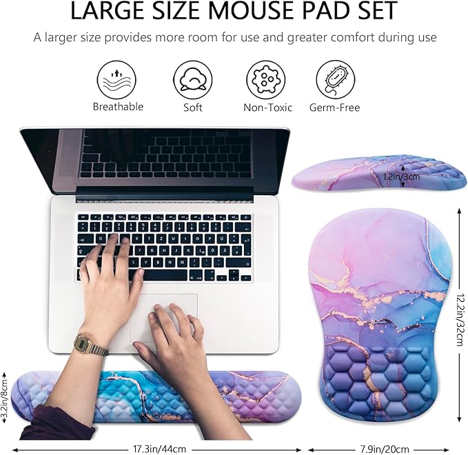 Mouse Pad Wrist Support, Laokiiy 2 in1 Keyboard Wrist Rest+ Ergonomic Mouse Pad - Image 5