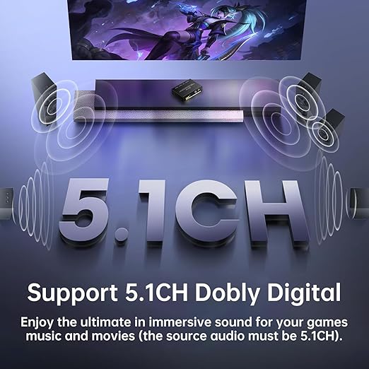 4K HDMI Audio Extractor Converter, HDMI Audio Video Splitter Adapter + Optical - Image 2