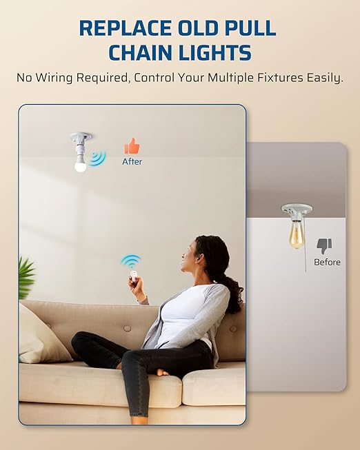 DEWENWILS Remote Control Light Socket, Wireless Remote Control Lamp Bulb Socket - Image 2