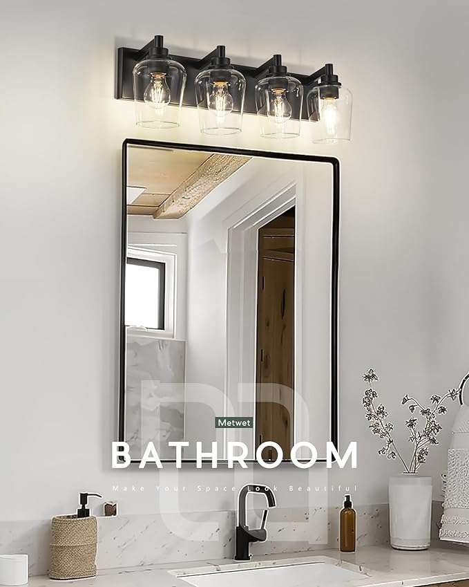 METWET Bathroom Light Fixtures, 4-Light Modern Vanity Light - Image 2