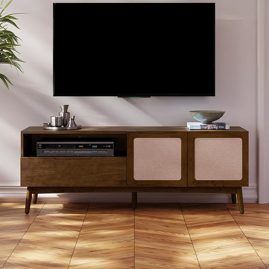 Calista TV Stand 1 Drawer 2 Door – Chestnut Finish Media Console by Bme