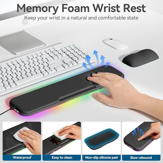 KONDOUND 2-in-1 Heated Wrist Rest Set, Ergonomic Memory Wrist Pad - Image 5