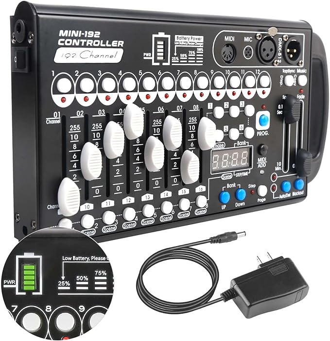 Battery Dmx Controller with Midi, Portable Dmx Controller by MADOWL