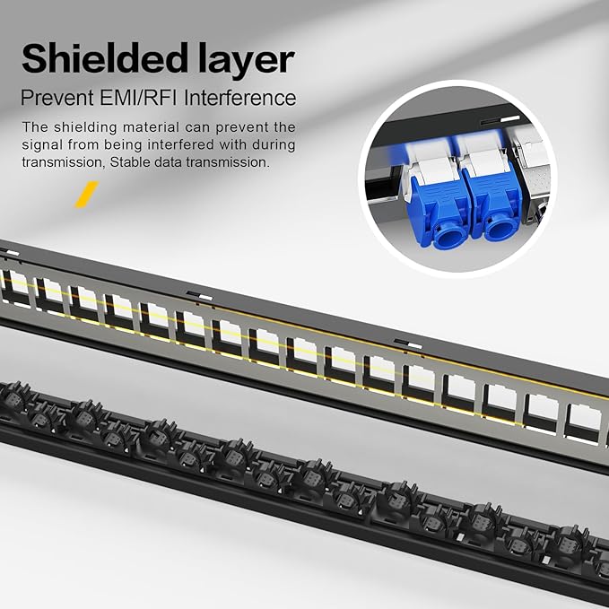 PBAEGAV 24 Port Patch Panel Blank UTP/STP 1U 19" Keystone Patch Panel - Image 4