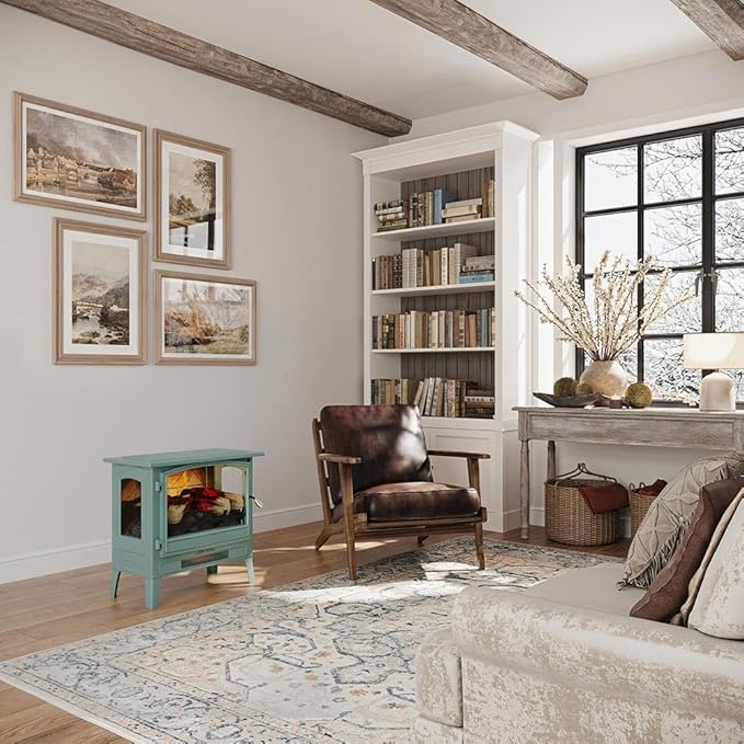 Country Living Infrared Freestanding Electric Fireplace Stove Heater in Mineral - Image 9