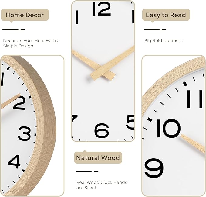 AKCISOT Wall Clock 12 Inch, Boho Office Wall Clocks Battery Operated Non Ticking - Image 5