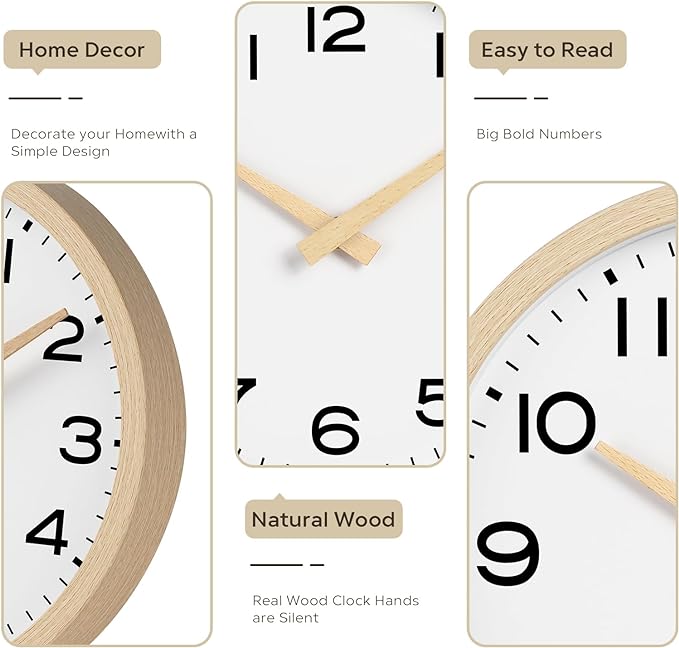 AKCISOT Wall Clock 14 Inch, Boho Large Wall Clocks Battery Operated Non Ticking - Image 4