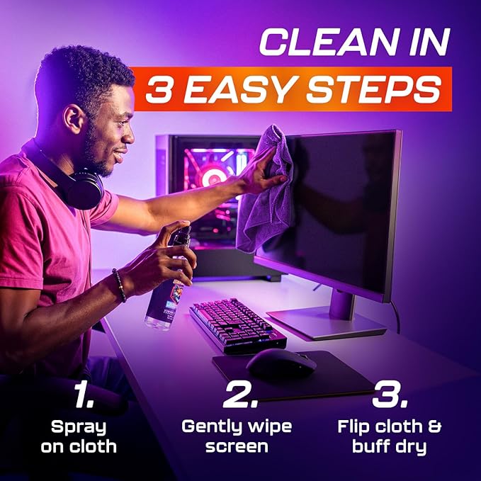 Clean Game Monitor Cleaner Spray & Microfiber Cloth 8oz, Streak-Free Computer - Image 5