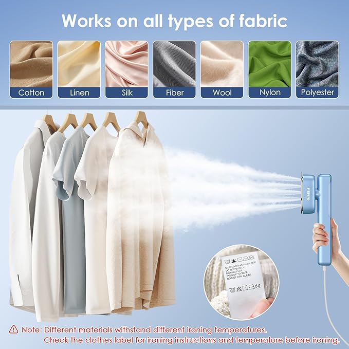 FEPPO Travel Steamer for Clothes, 110-240V Dual Voltage Portable Steamer & Iron - Image 6