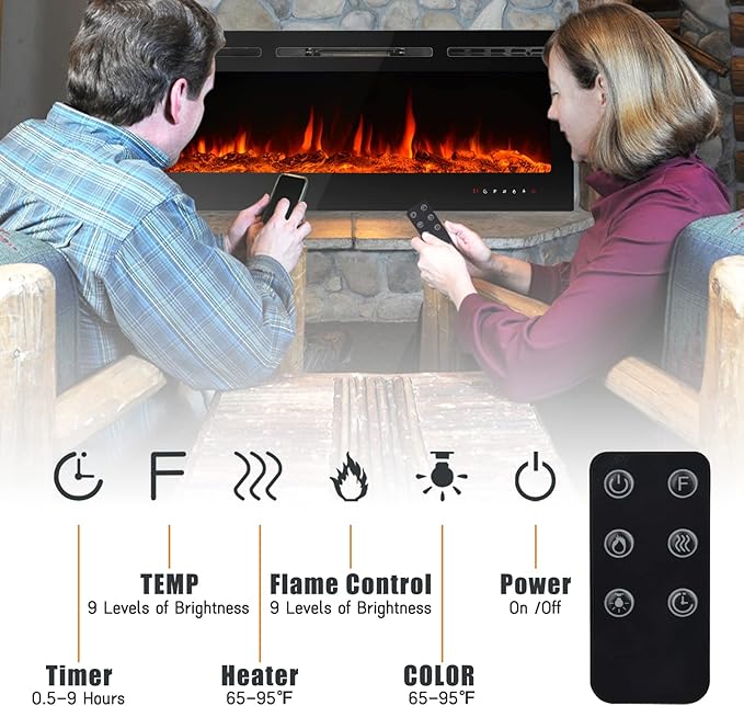 CharaVector 80 inch 750W/1500W Electric Fireplace Inserts - Image 5