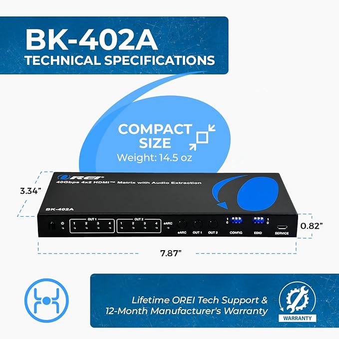 OREI 8K eARC HDMI Matrix Switch 4 X 2, Switcher - Image 5