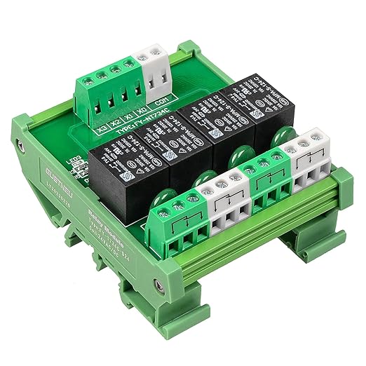GUETNEU Relay Board, Relay Module 4 Channel 1 SPDT DIN Rail Mount 24V DC/AC by GUETNEU