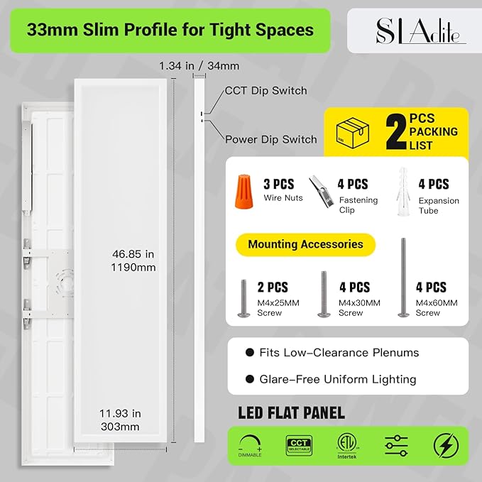 1x4 LED Flat Panel Light, Surface Mount Ceiling Light, 5CCT - Image 6