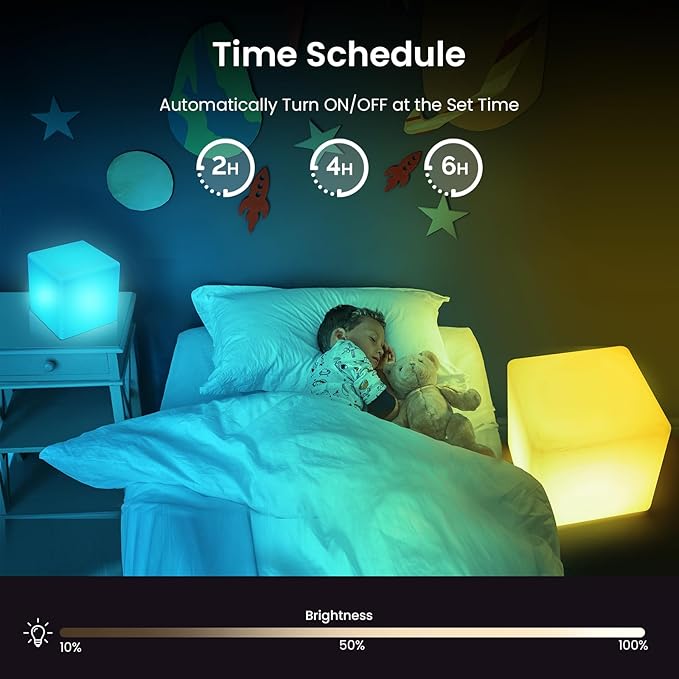 LOFTEK 7-inch LED Cube Night Lights: Rechargeable RGB 16 Colors Changing Light - Image 4