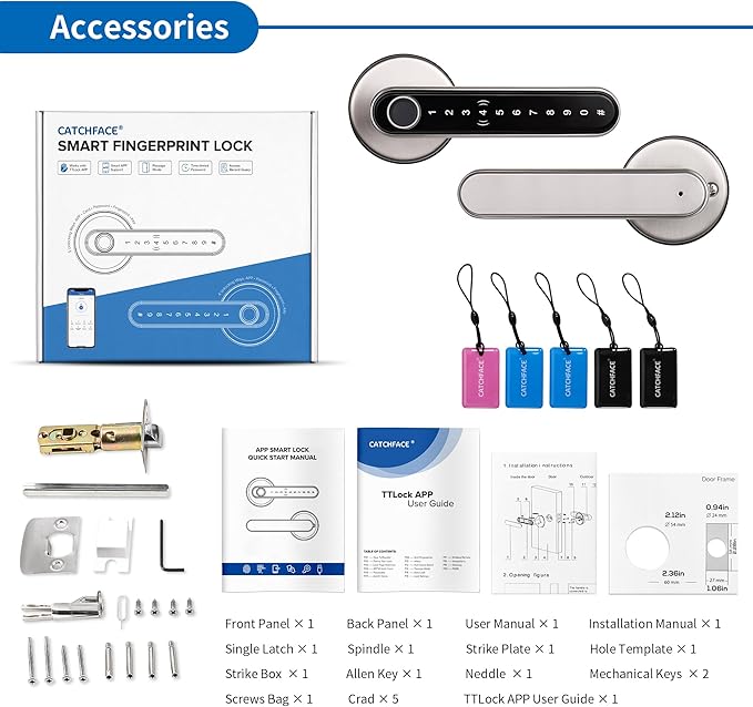 Smart Lock CATCHFACE Fingerprint Door Handle 5-1 Keyless Entry Door Lock - Image 9