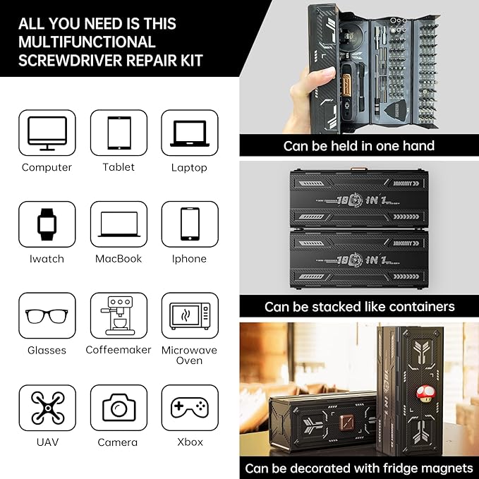 JAKEMY 180 in 1 Precision Screwdriver Set, Computer Screwdriver Kit, - Image 2