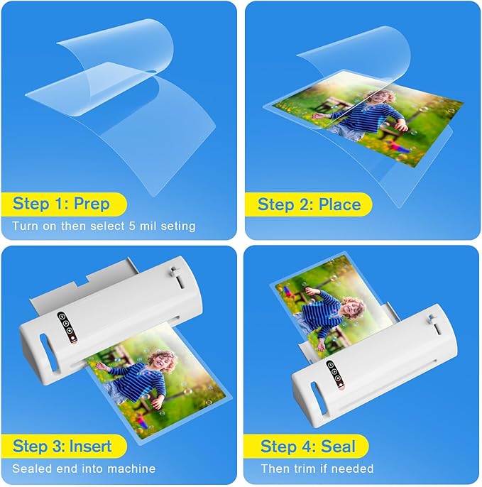 KTRIO 5 Mil Laminating Sheets 150 Pack, Various Sizes Thermal Laminating Pouches - Image 8