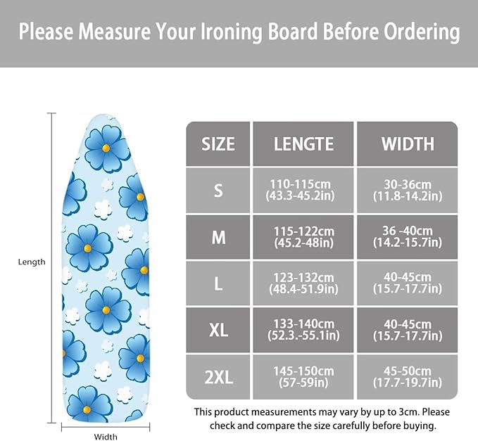 ZCFYGDX Ironing Board Covers Butterfly Blue Flower Print Lightweight & - Image 6