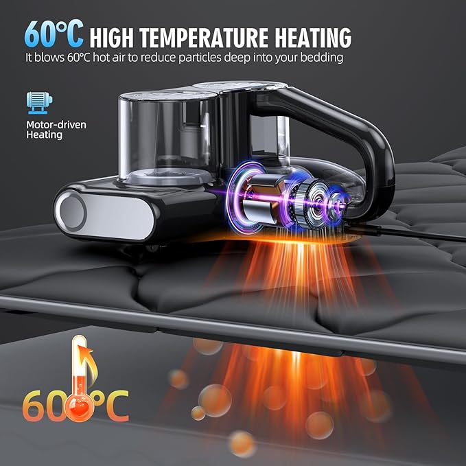Mattress Vacuum Bed Vacuum Cleaner 16Kpa Suction 253.7nm UV-C Light, 140°F - Image 4