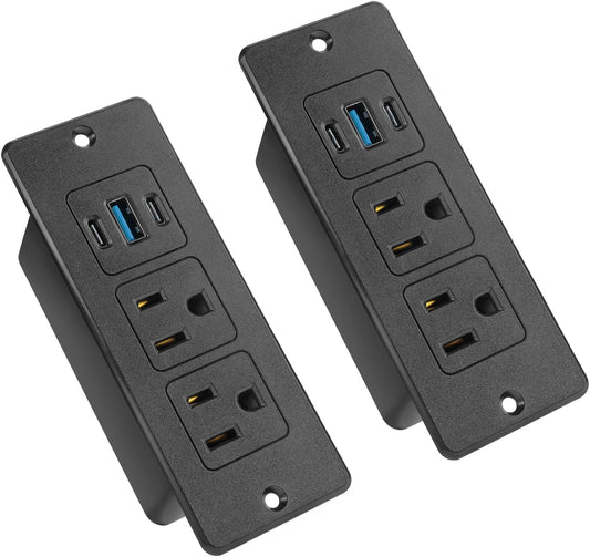 2 Pack Recessed Power Strips USB, 20W Fast Charging Furniture Outlets