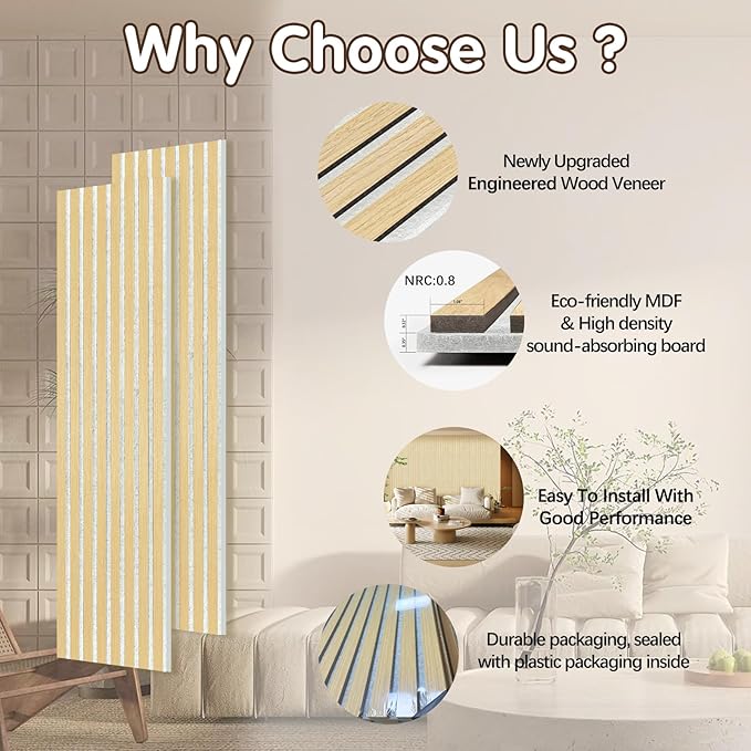 ARMURO Wall Panels for Interior Wall Decor, Oak Wood Veneer Acoustic Wall Panels - Image 8