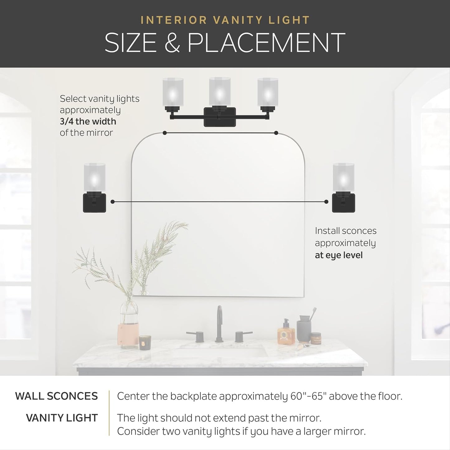 Kichler Aviv 24" 2-Light Wall Sconce Light, Champagne Bronze | Clear glass shades mount up or down and showcase bulb filaments in bedrooms, hallways, kitchens and laundry rooms, 52654CPZ