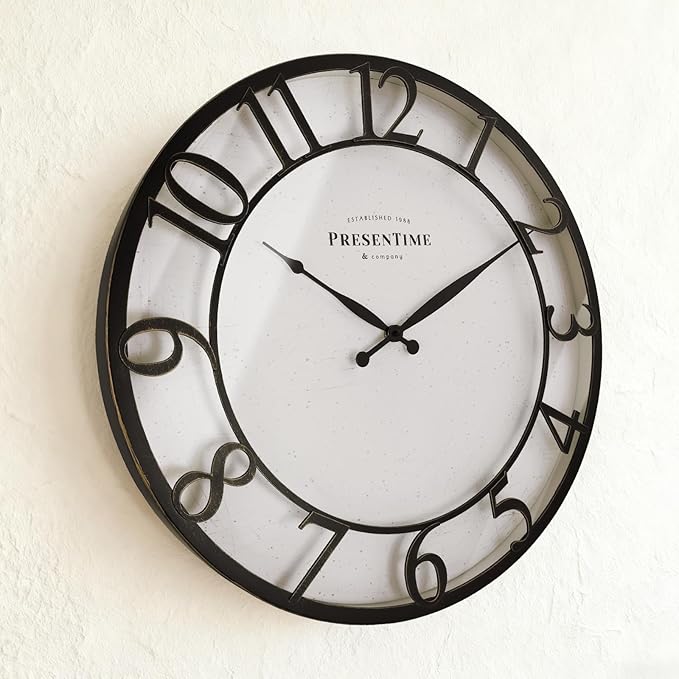 Presentime & Co 21" Farmhouse Series Wall Clock, Vintage Style, Retro Clock - Image 3