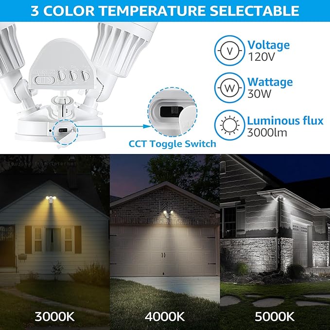 LEONLITE 3CCT LED Security Light, Motion Sensor Outdoor Lights, Dusk to Dawn - Image 2