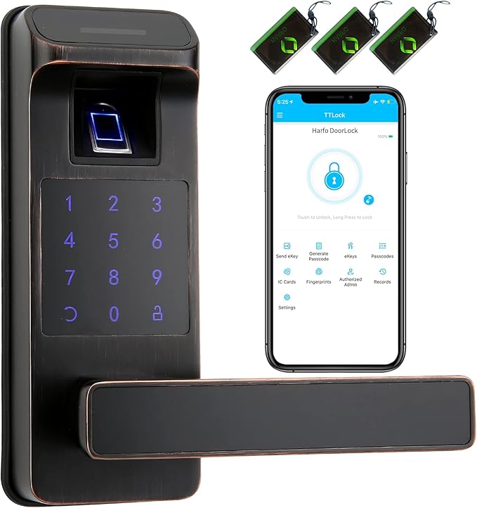 Harfo Smart Door Lock, Heavy Duty 5 in 1 Keyless Entry Door Lock, Full App by HARFO