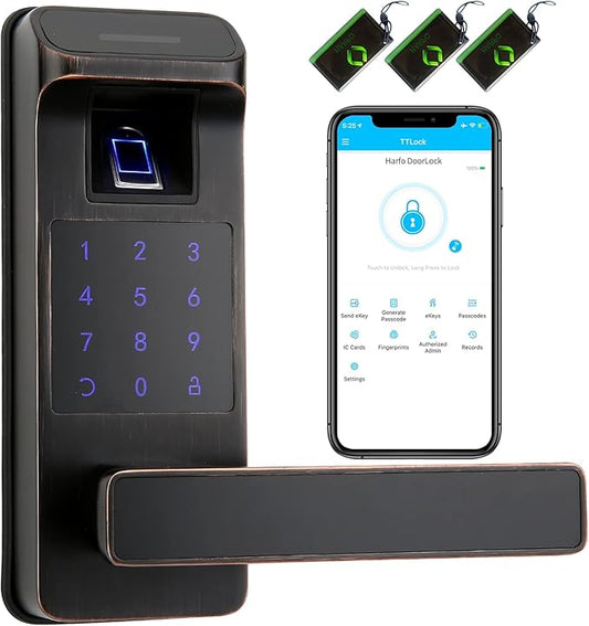 Harfo Smart Door Lock, Heavy Duty 5 in 1 Keyless Entry Door Lock, Full App by HARFO
