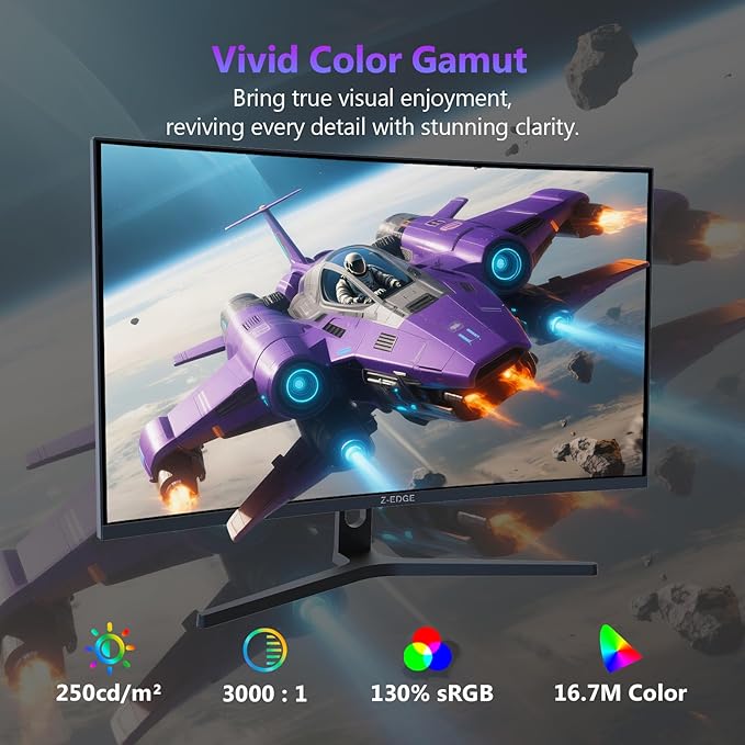 Z-Edge 27 inch Curved Gaming Monitor, FHD 1080P 300Hz 240Hz PC Monitor - Image 4