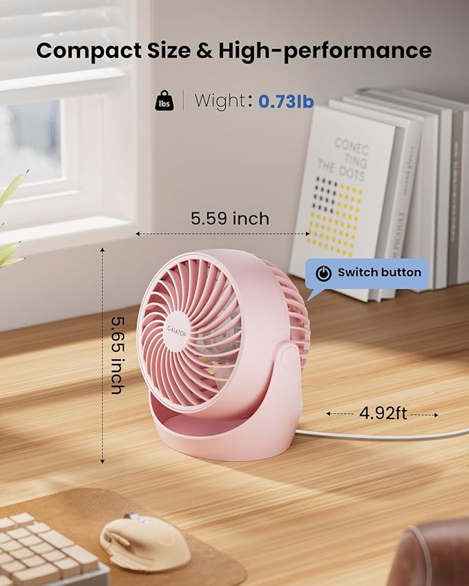 Gaiatop Desk Fan, 5-Inch Portable Electric Table Desktop Air Circulator Fans - Image 4