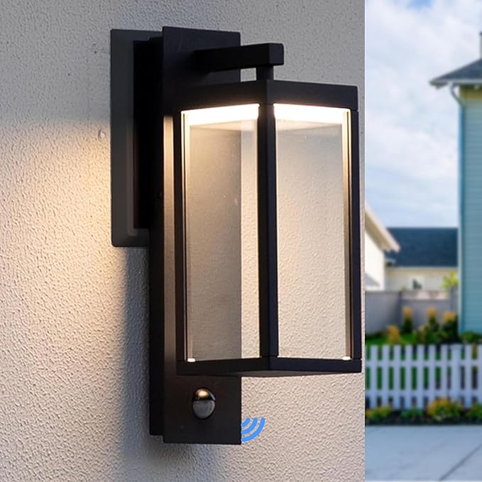 Lustrlach Upgraded Motion Sensor Outdoor Wall Light, 15” Porch Light Outdoor by Lustrlach