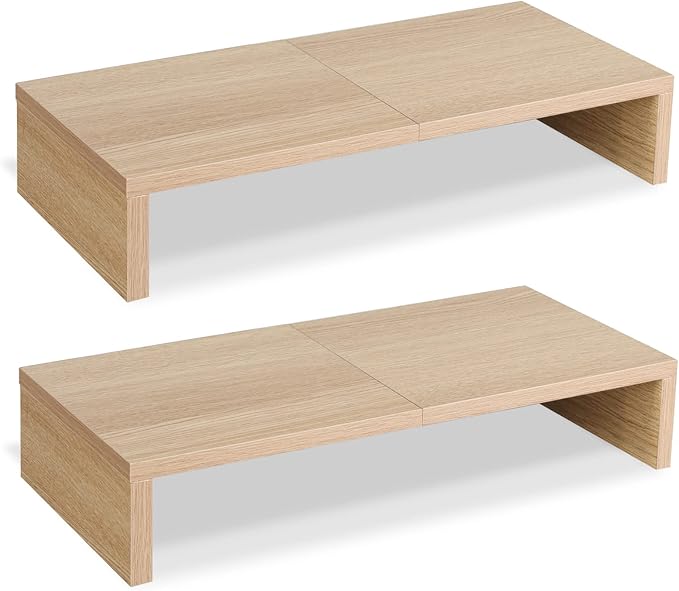 TEAMIX 2 Pack Monitor Stand Riser-20 inch, Wooden Desktop Riser by TEAMIX