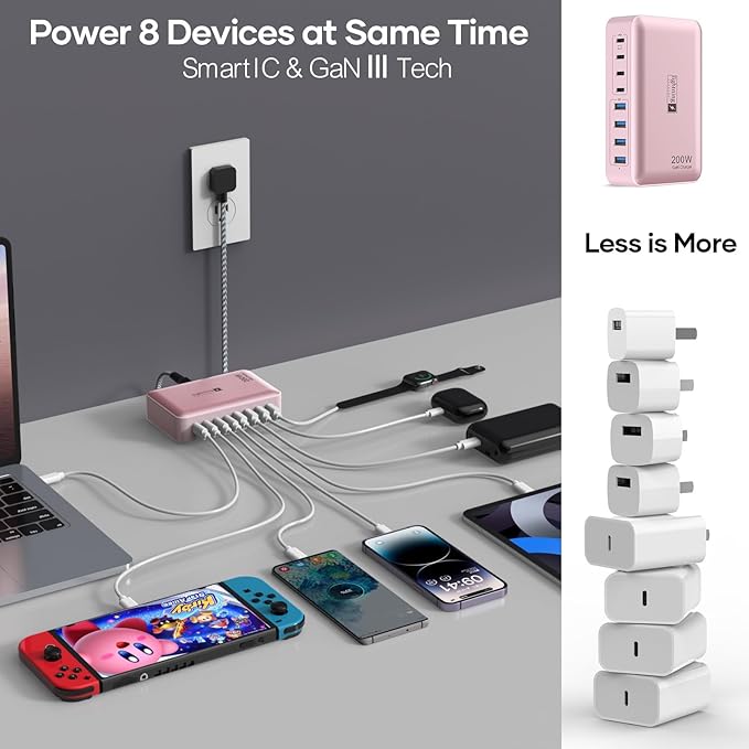 8-Port USB C Fast Charger Block 200W - Image 7