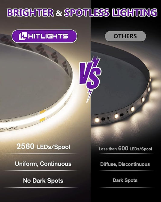 HitLights COB LED Strip Lights Neutral White 4000K, 16.4ft Premium High Density - Image 3